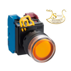 สวิตช์กดมีแลมป์โชว์ LED 230/240VAC YW1L-MF2E11QM3*Y สีเหลือง IDEC
